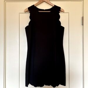 J. Crew Scalloped Classic Black Shift Dress, Size 12.